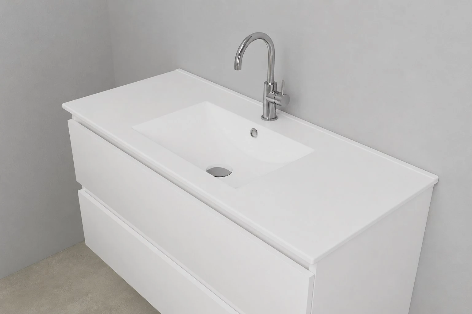 MAY Stilo kraan chroom op wit badkamermeubel